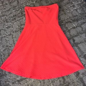 Neon Pink Strapless Textured Dress